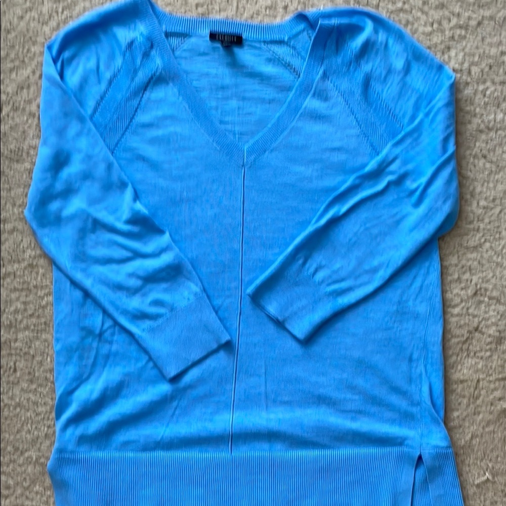 Talbots Blue V-Neck Sweater Lightweight Knit